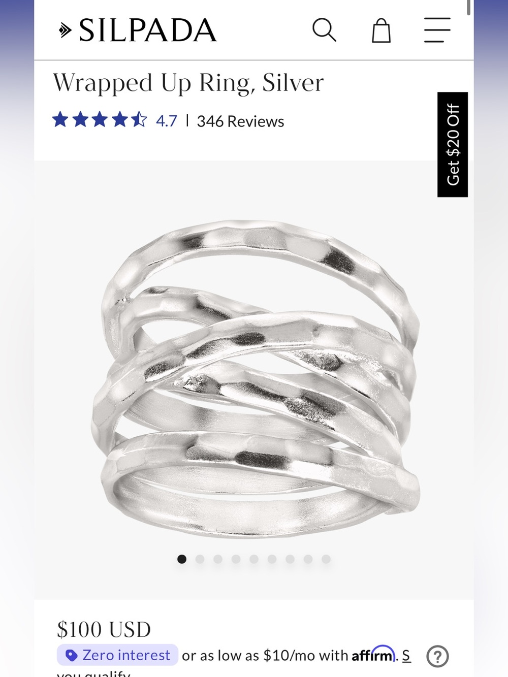 Silpada “wrapped up” sterling silver ring. 925. Size 7